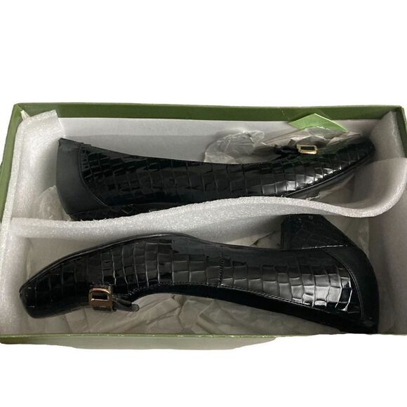 J RENEE BLACK ALLIGATOR BUCKLE LOW HEELS / SZ: 9 - Picture 7 of 9